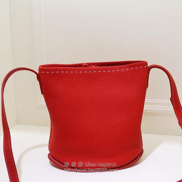 DELVAUX女包 Delvaux Pin春夏系列 進口牛皮 德爾沃女手提包 D00315mini 大紅色 Delvaux單肩包  fcs1415
